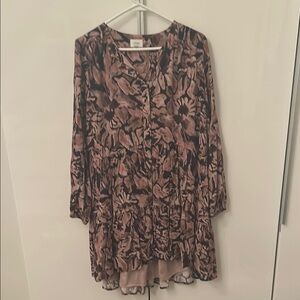 Floral Print Long Sleeve Women's Mini Dress